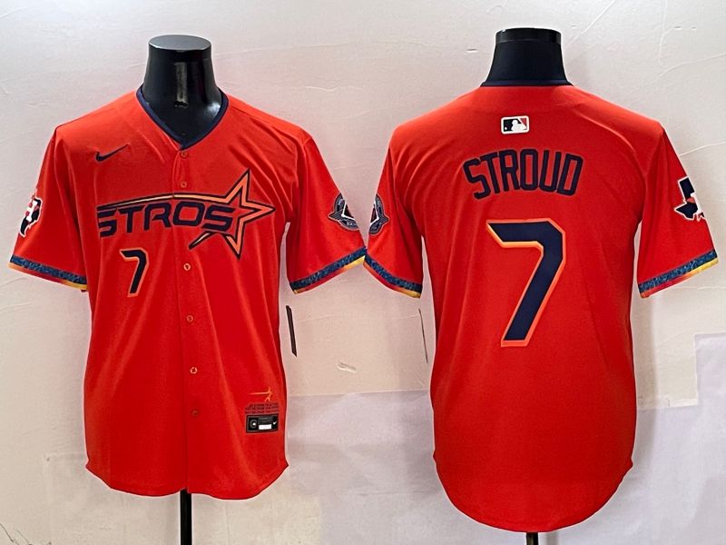 Men Houston Astros #7 Stroud Orange Five generation Joint Name Nike 2025 MLB Jersey style 4->houston astros->MLB Jersey